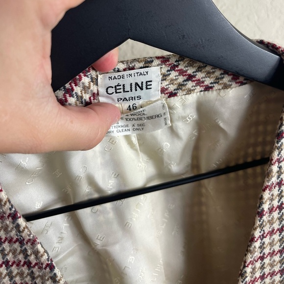 Vintage Celine Vest Wool Houndstooth Top Size 46 - Picture 8 of 8